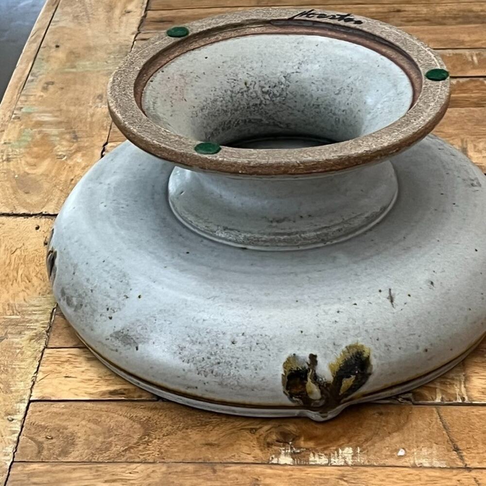 Art Studio Pottery Footed Centerpiece Bowl 5.5" Gray Speckled Signed Stoneware - Picture 13 of 15